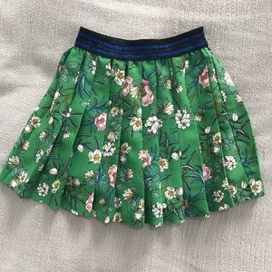 Zara Green Floral Pleated Skirt